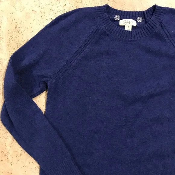 Style & Co Royal Blue Sweater w/ Matching Scarf Size S - Picture 4 of 6